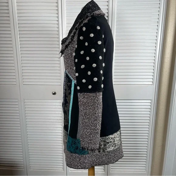 Dot Dot Couture Patchwork Knit Coat Jacket Size M NWOT - Picture 7 of 12